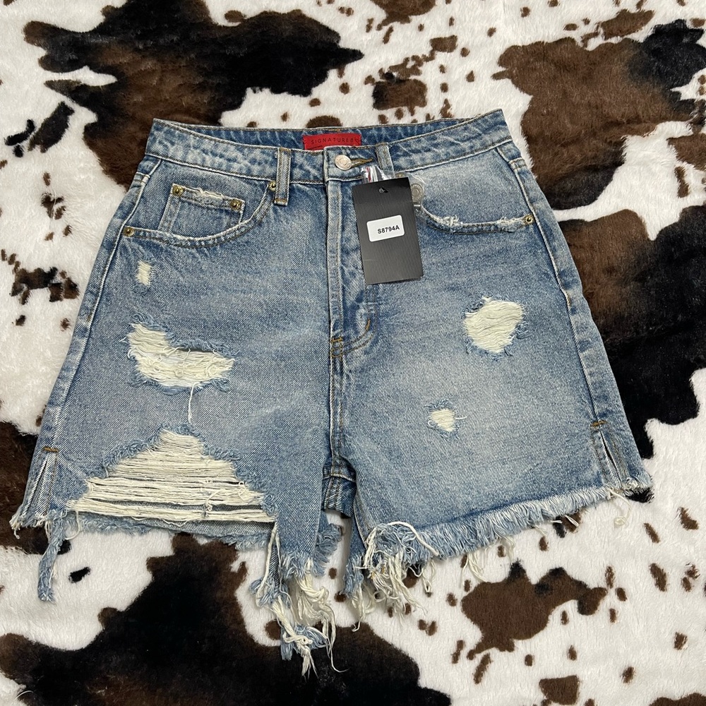 NWT Signature8 Distressed Denim Shorts